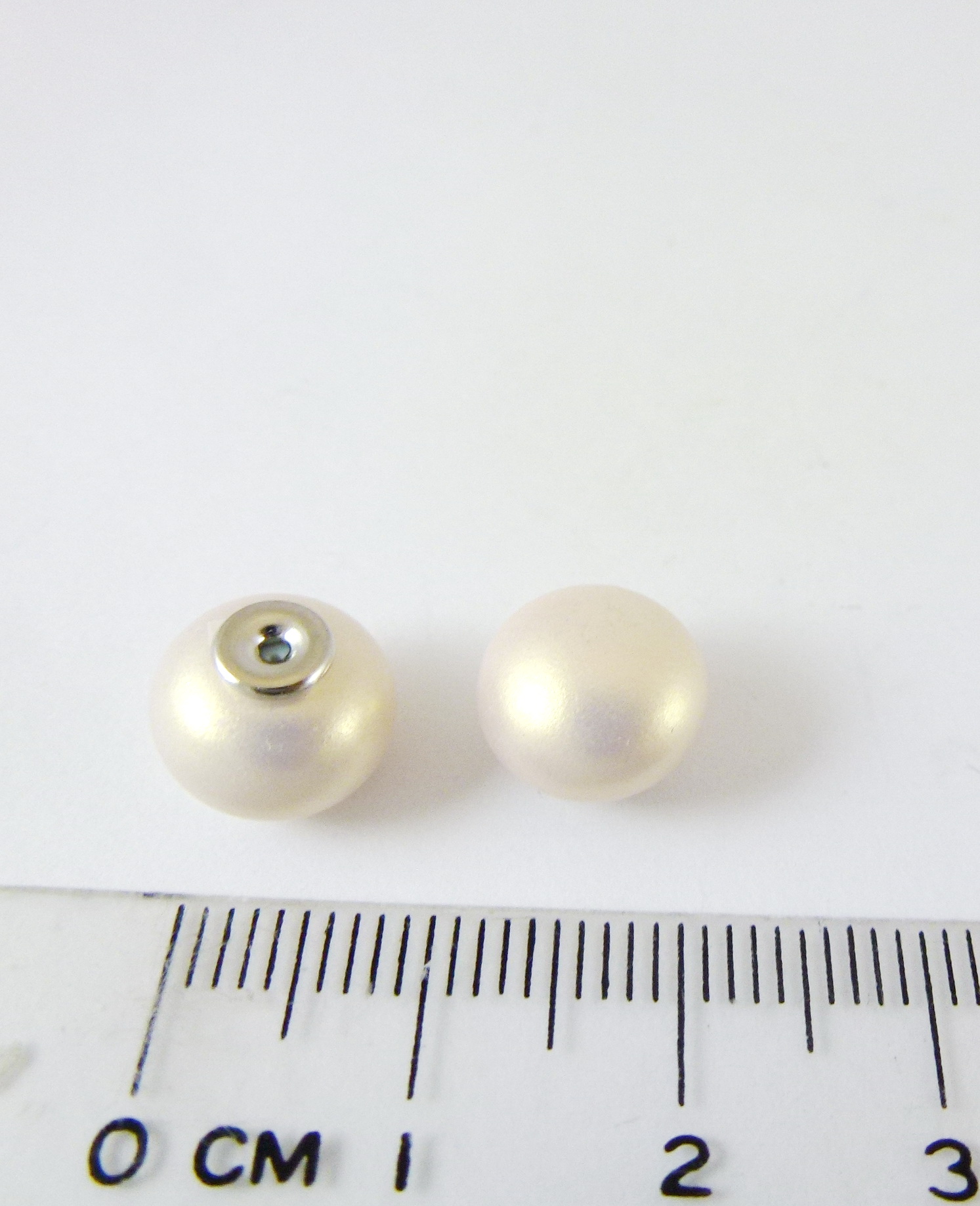 10MM銅鍍正白K色圓扁珍珠耳針後扣-珠光淺玫瑰金