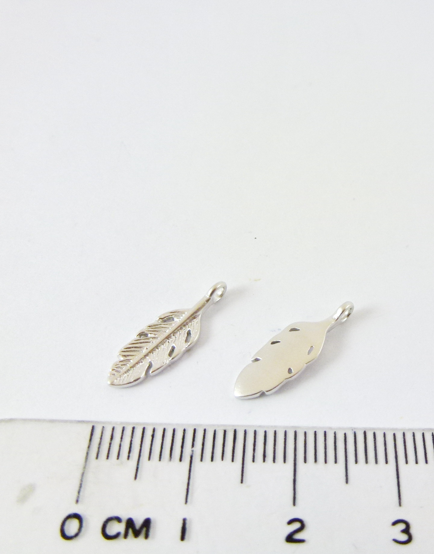15mm銅鍍霧銀色單孔羽狀葉