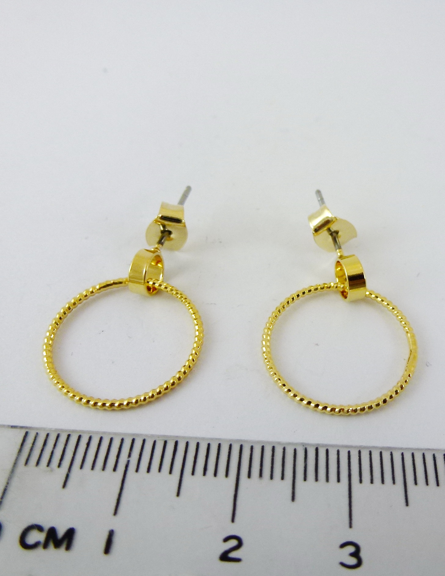 16MM銅鍍金色螺紋單圈不鏽鋼耳針