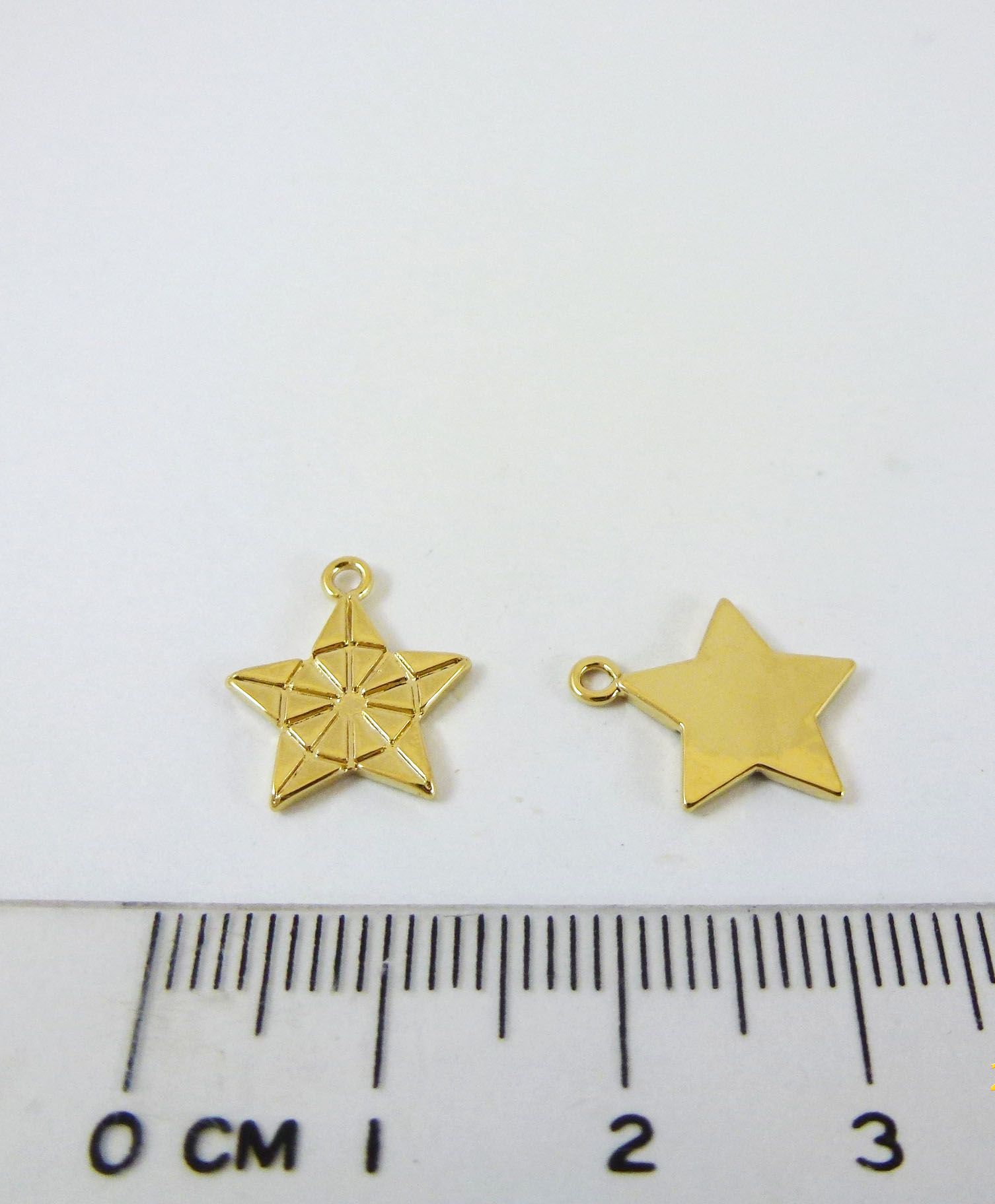 12mm銅鍍金色單孔環紋星星