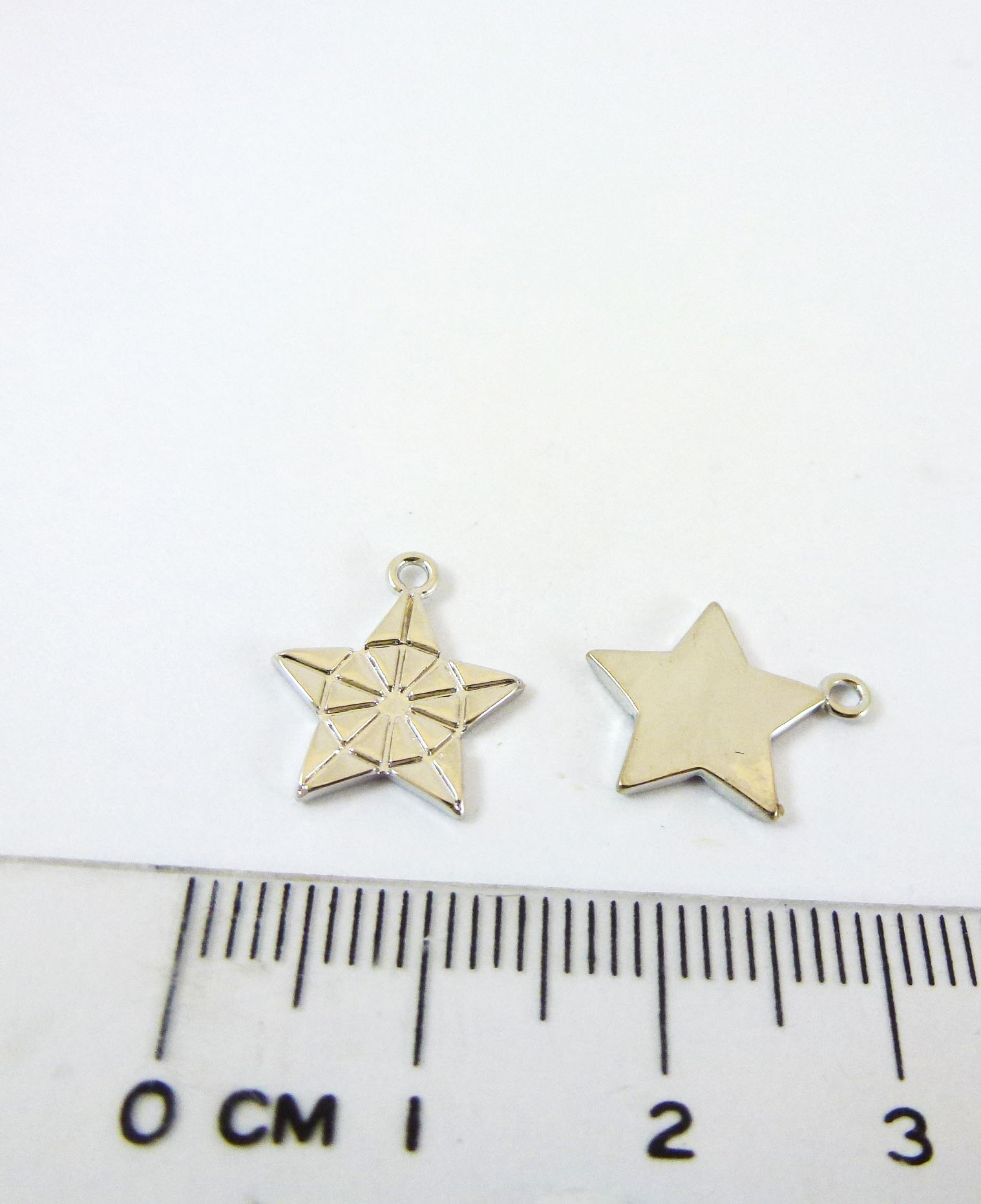 12mm銅鍍正白K單孔環紋星星