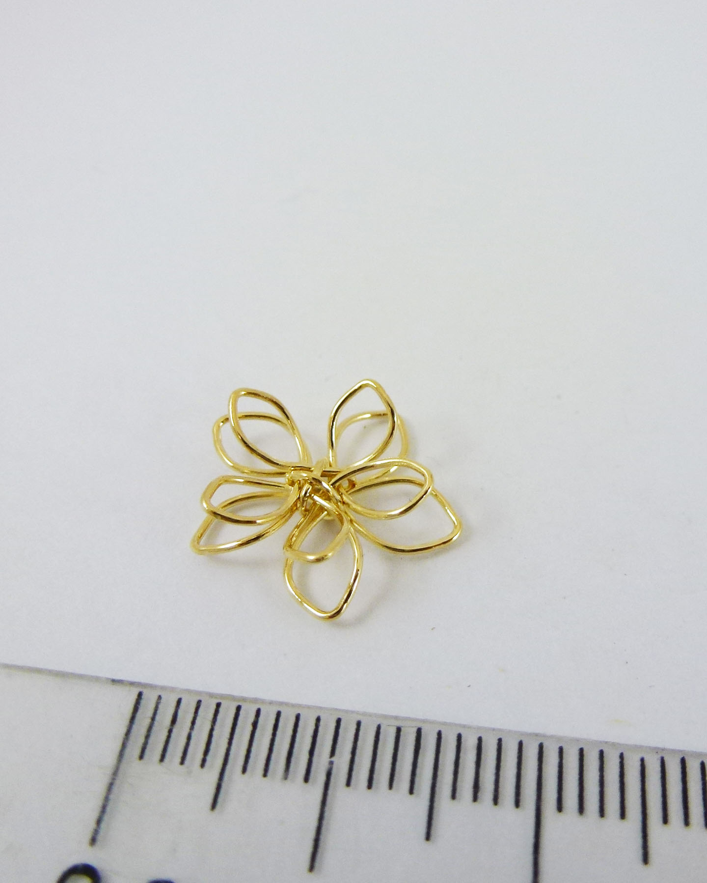 15mm銅鍍金色折線橢圓葉十瓣花