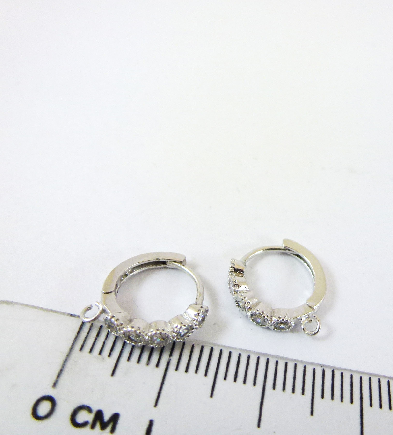 12mm純銀鍍正白K圓鑽耳環