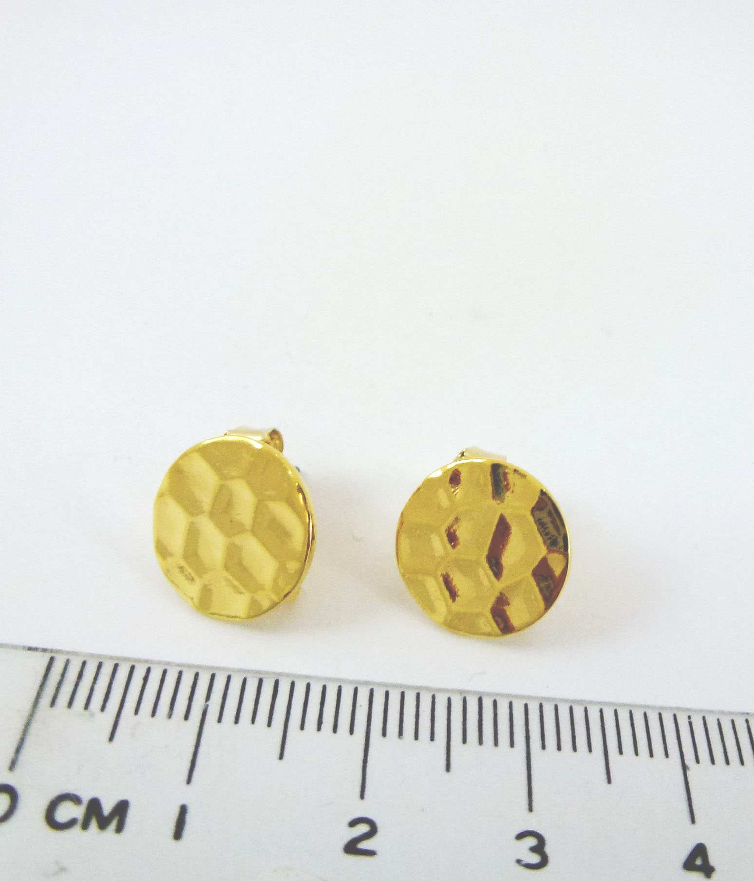 12mm銅鍍金色圓形蜂巢紋不銹鋼耳針