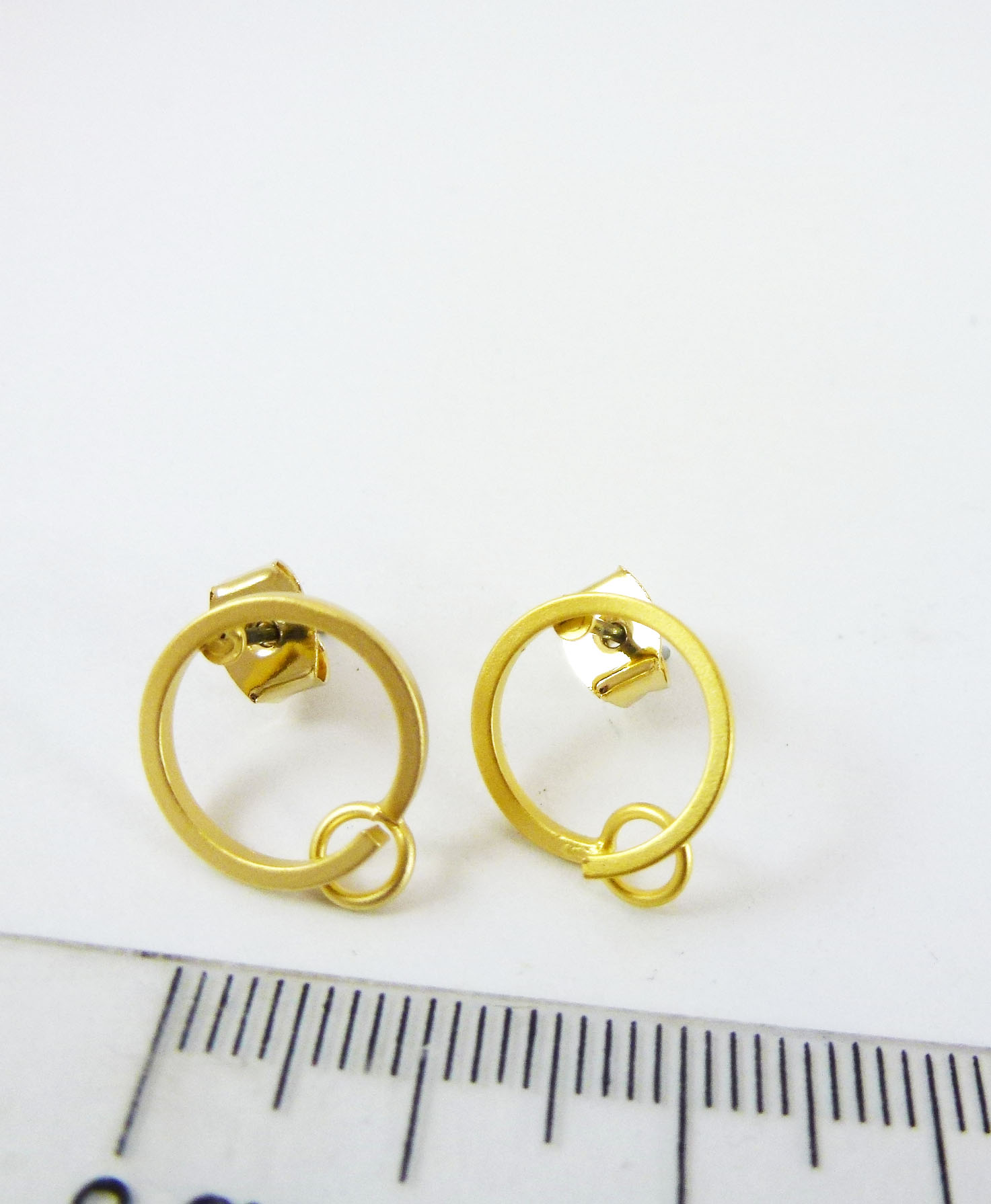 12mm銅鍍霧金圓環不銹鋼耳針