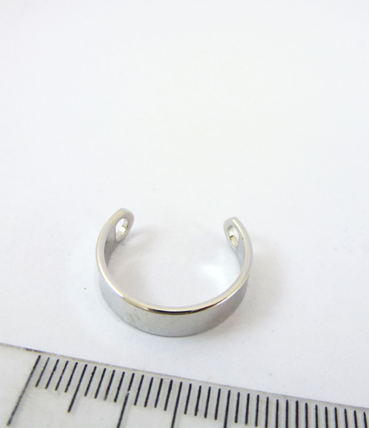 銅鍍正白K色三分之二圈雙孔戒指環