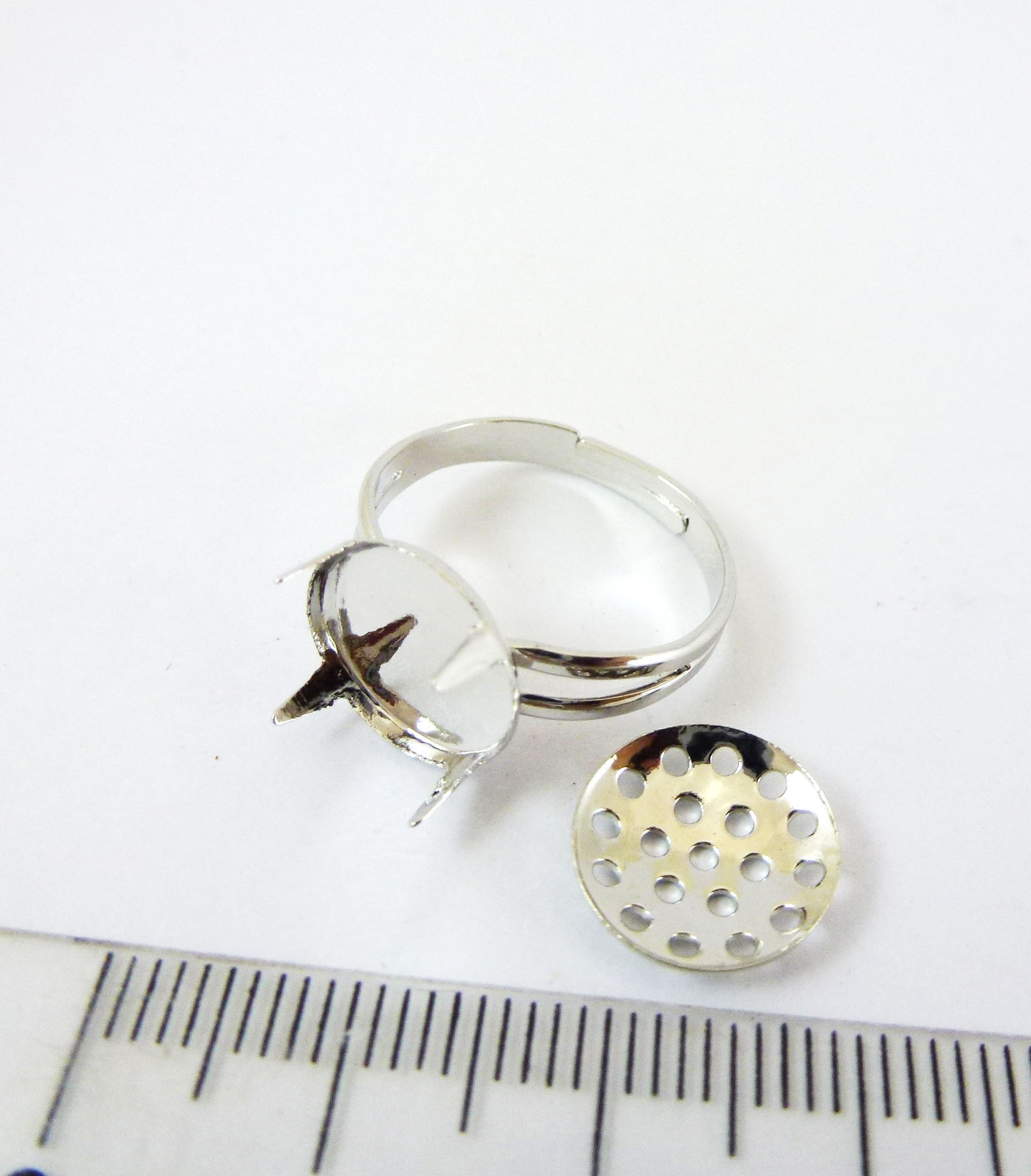 11mm銅鍍正白K色19孔網盤戒指環