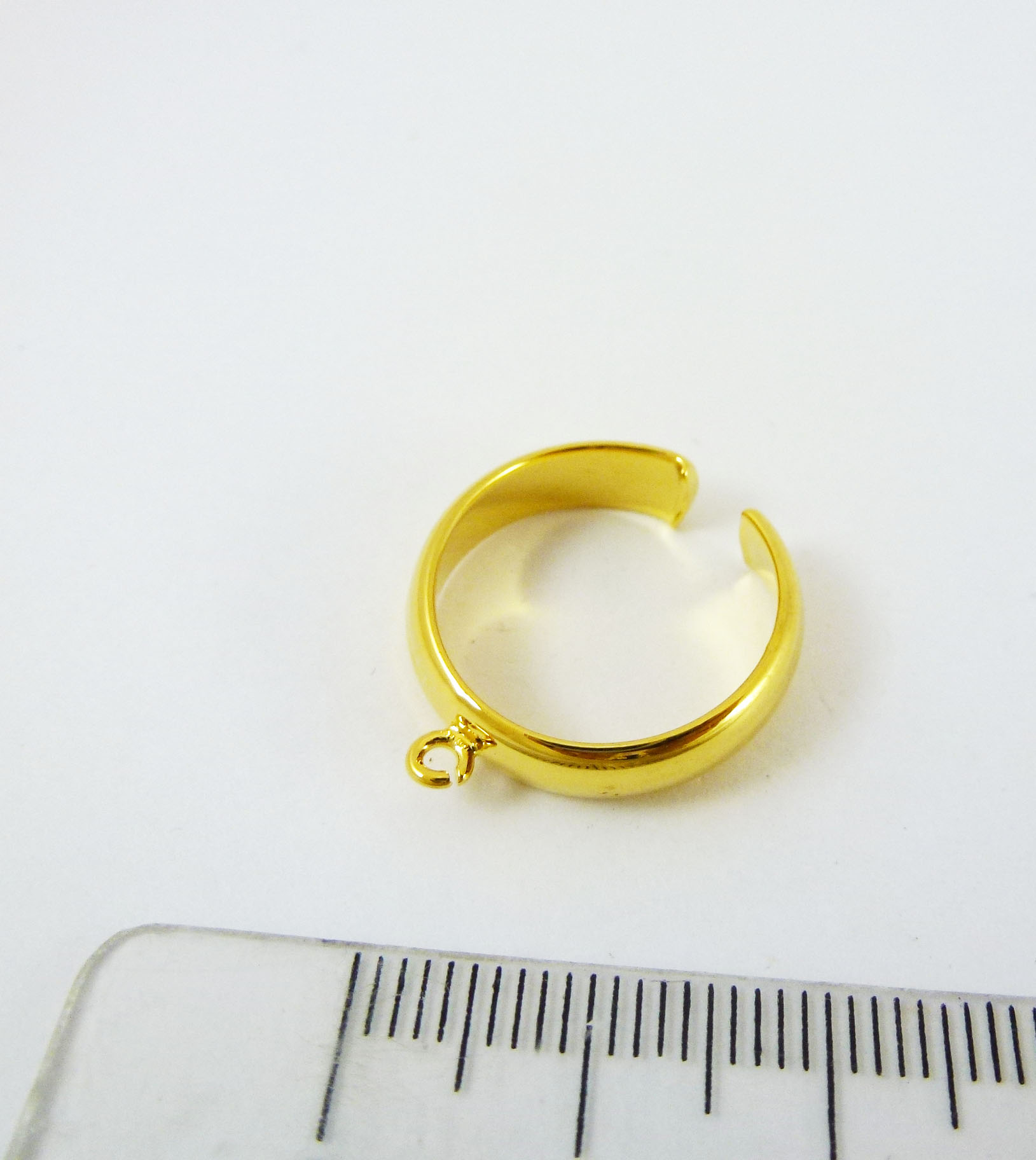 銅鍍金色下開口單孔式指環