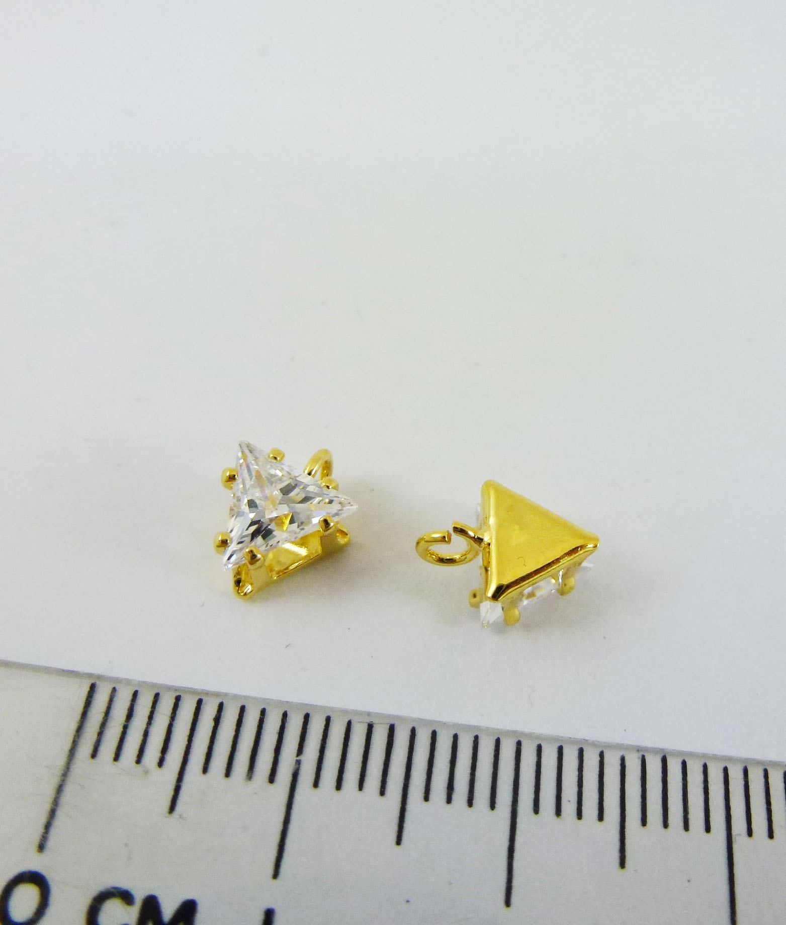 6mm銅鍍金色單孔三角形鋯石