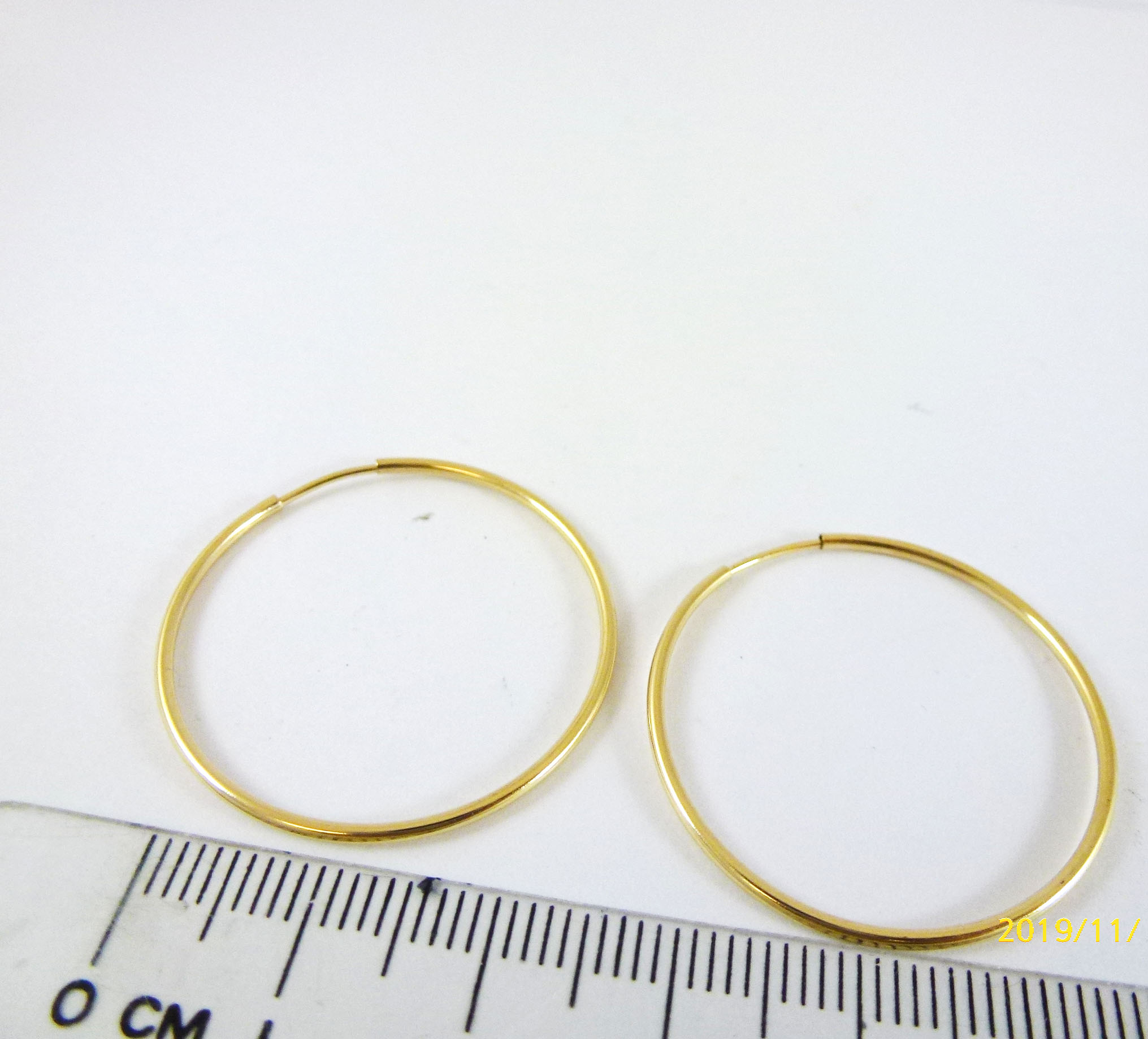 30mm銅包14K金圓形耳環
