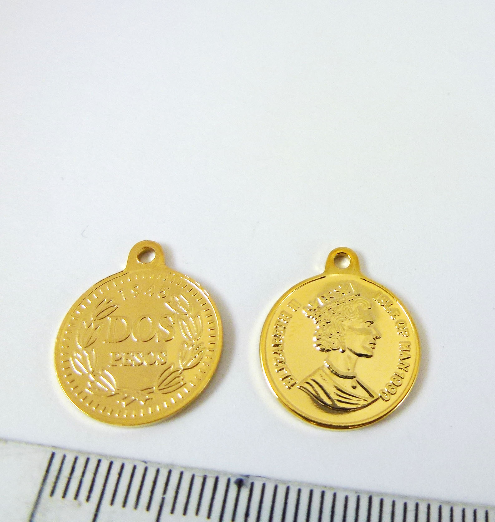 15mm銅鍍金色單孔美國錢幣