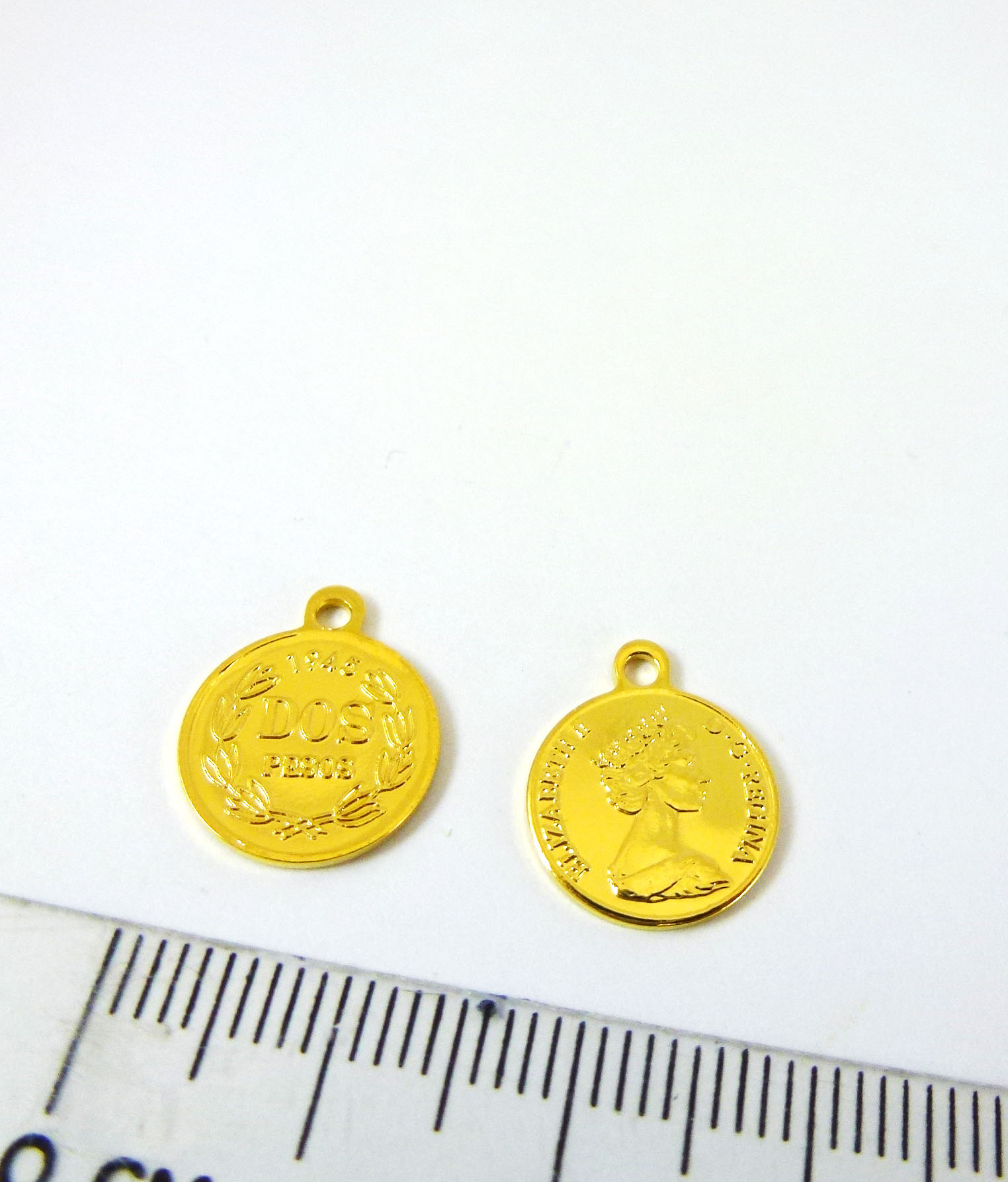 12mm銅鍍金色單孔美國錢幣