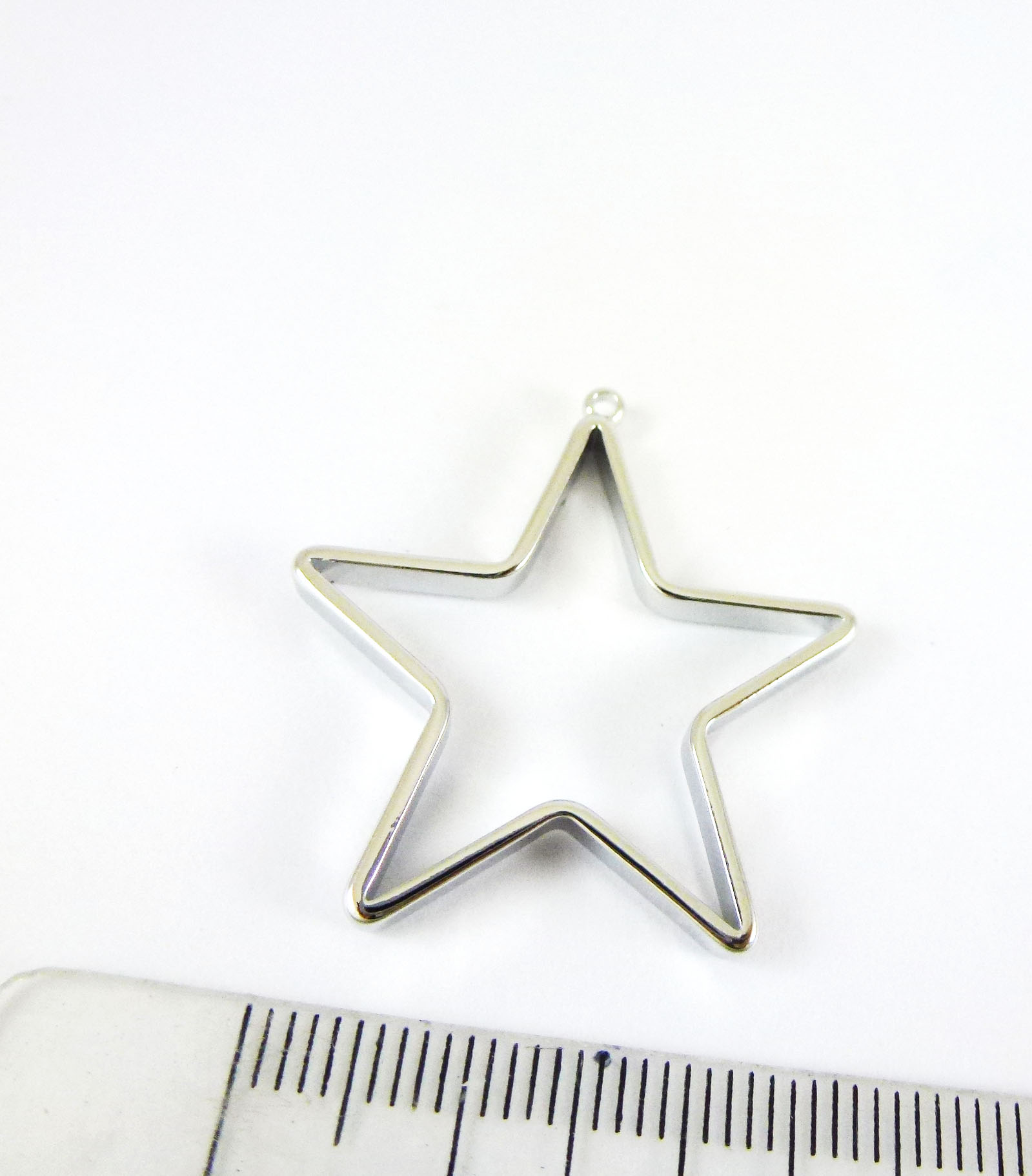 3x30mm銅鍍白K單孔五角星