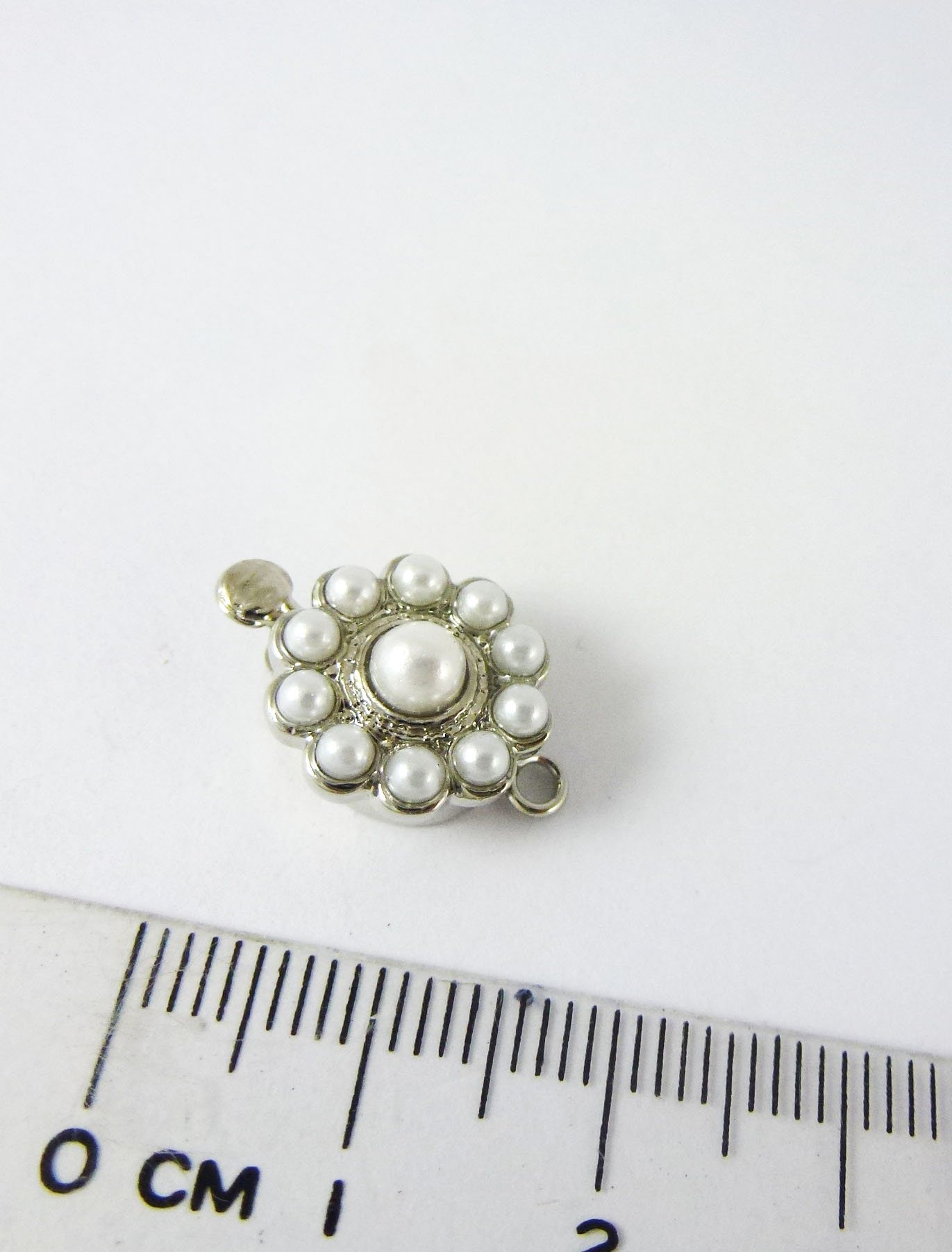 12mm銅鍍白K單孔珍珠扣頭