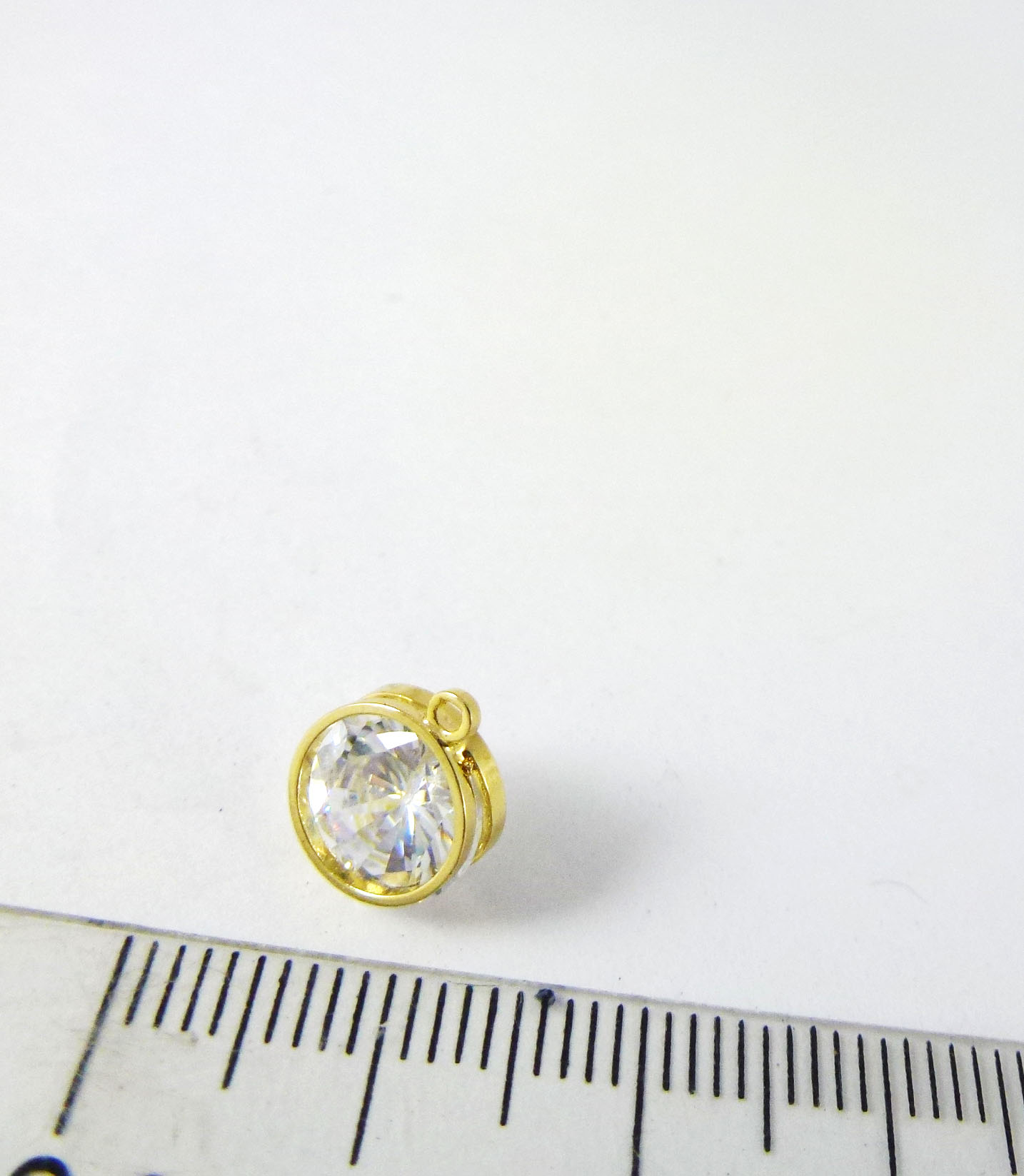 8mm銅鍍金色單孔圓形鋯石