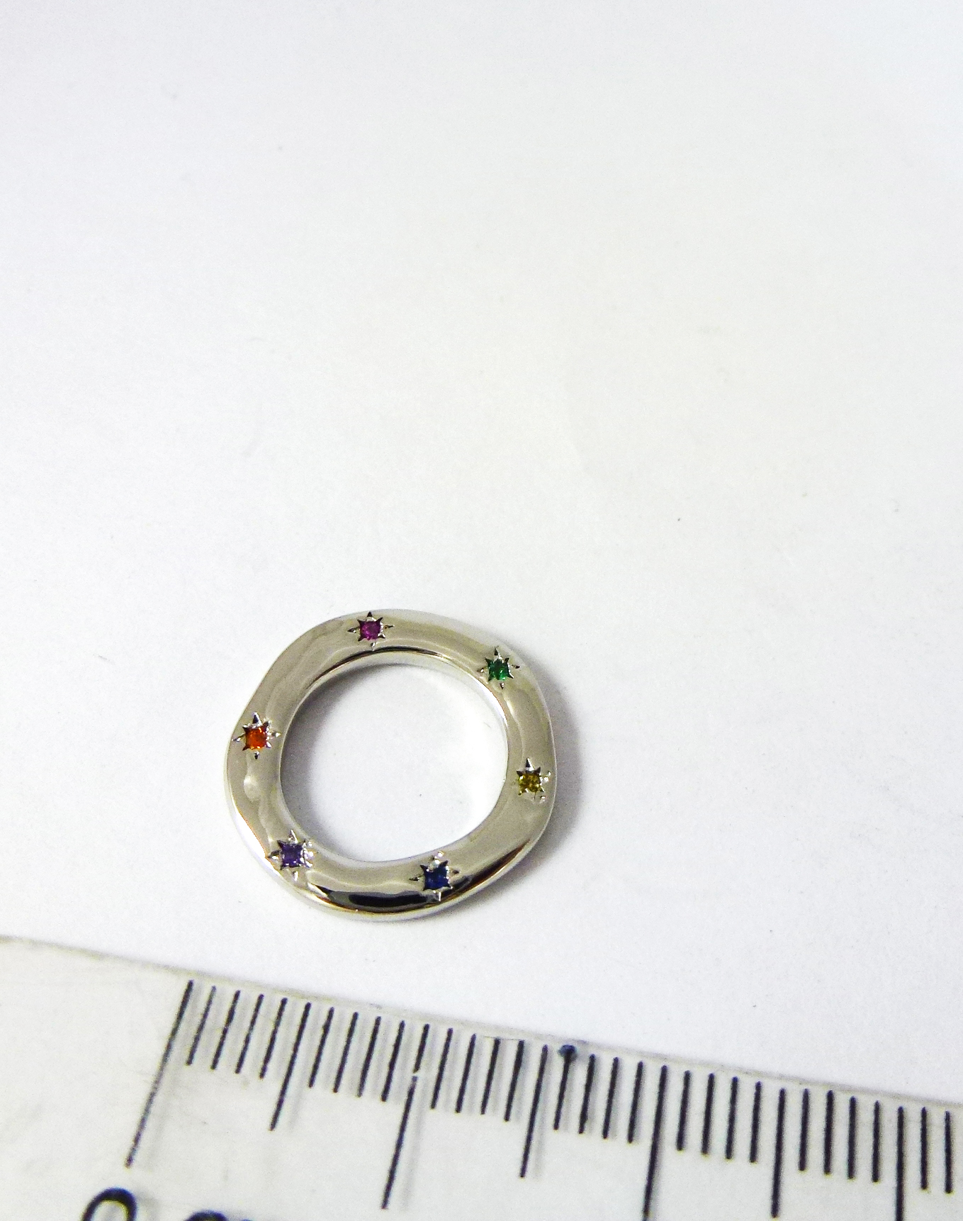 15mm銅鍍白K圓圈鑲六色彩鑽
