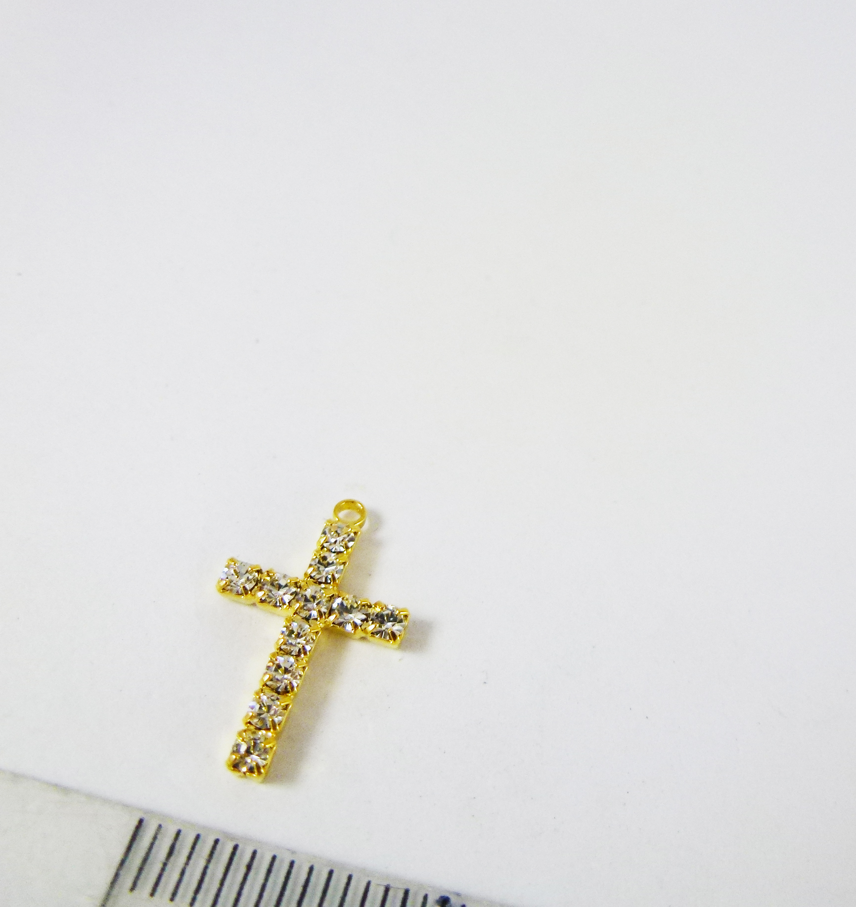 銅鍍金色單孔鑲鑽十字架