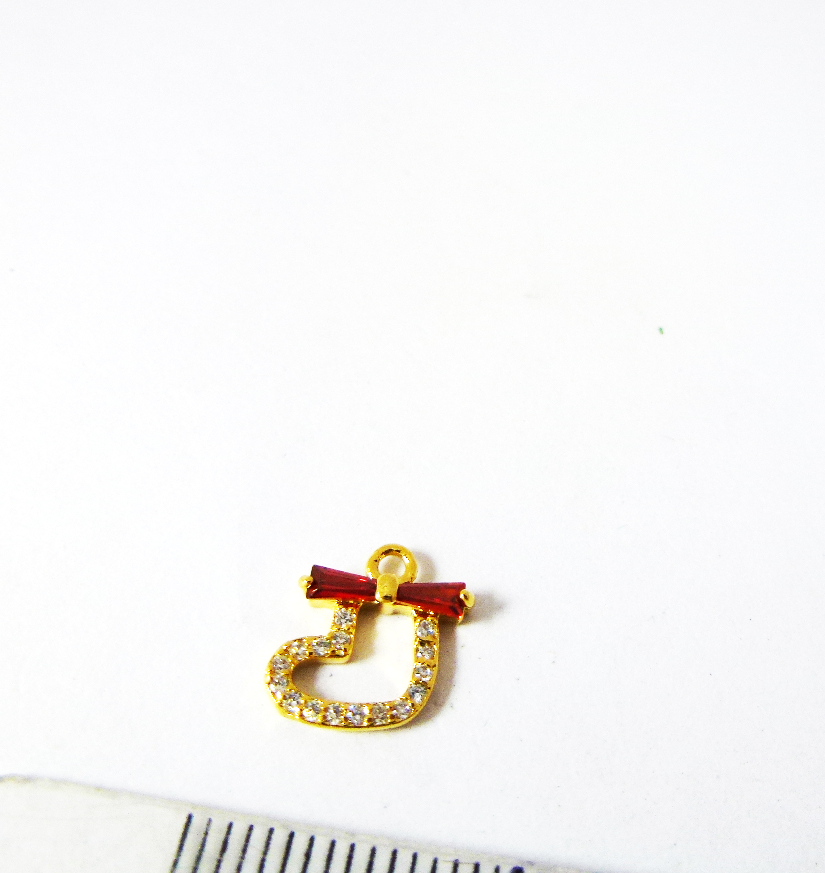 銅鍍金色單孔T形鋯石鑲鑽聖誕襪