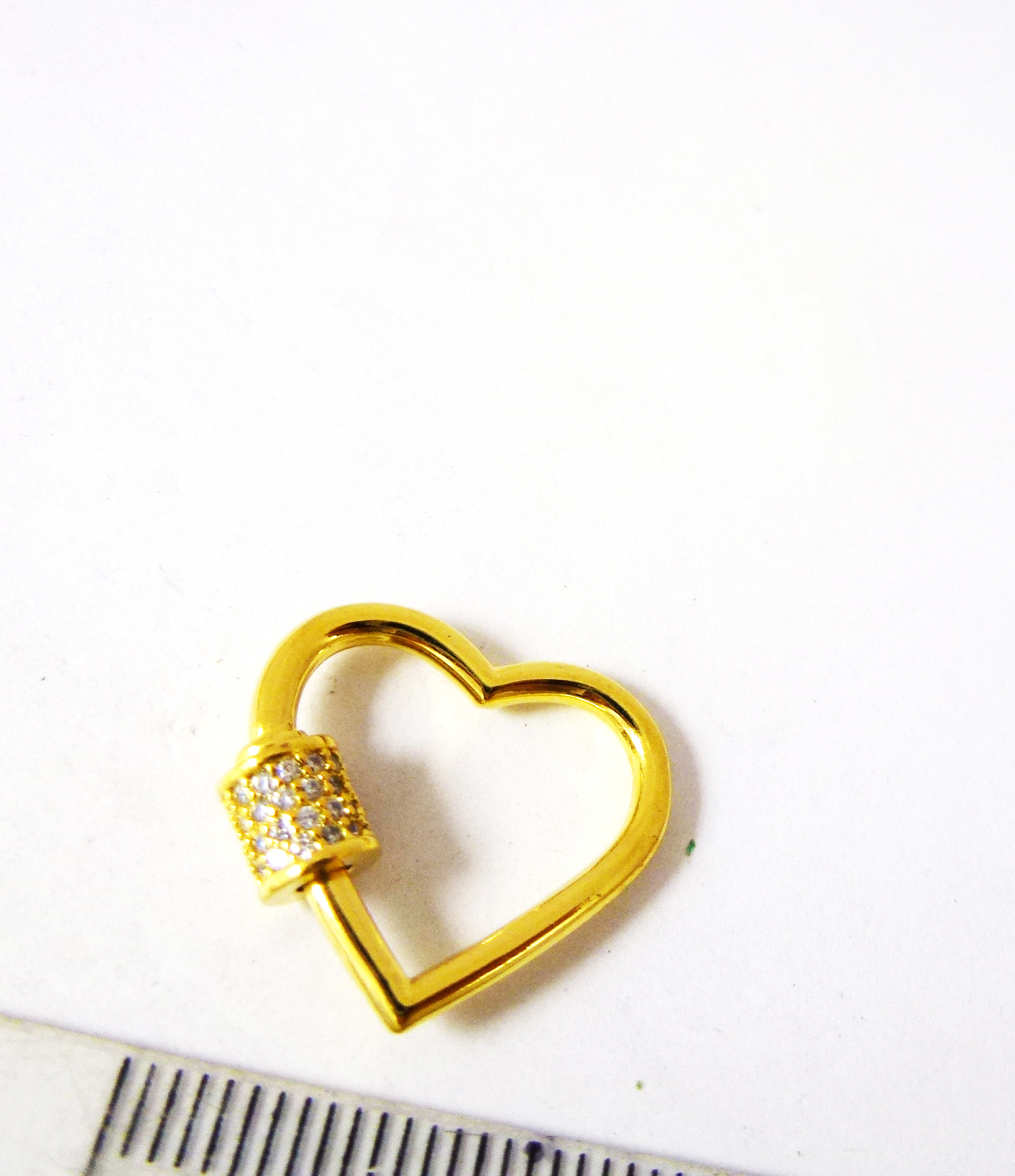 18mm銅鍍金色螺旋鑲鑽心形扣
