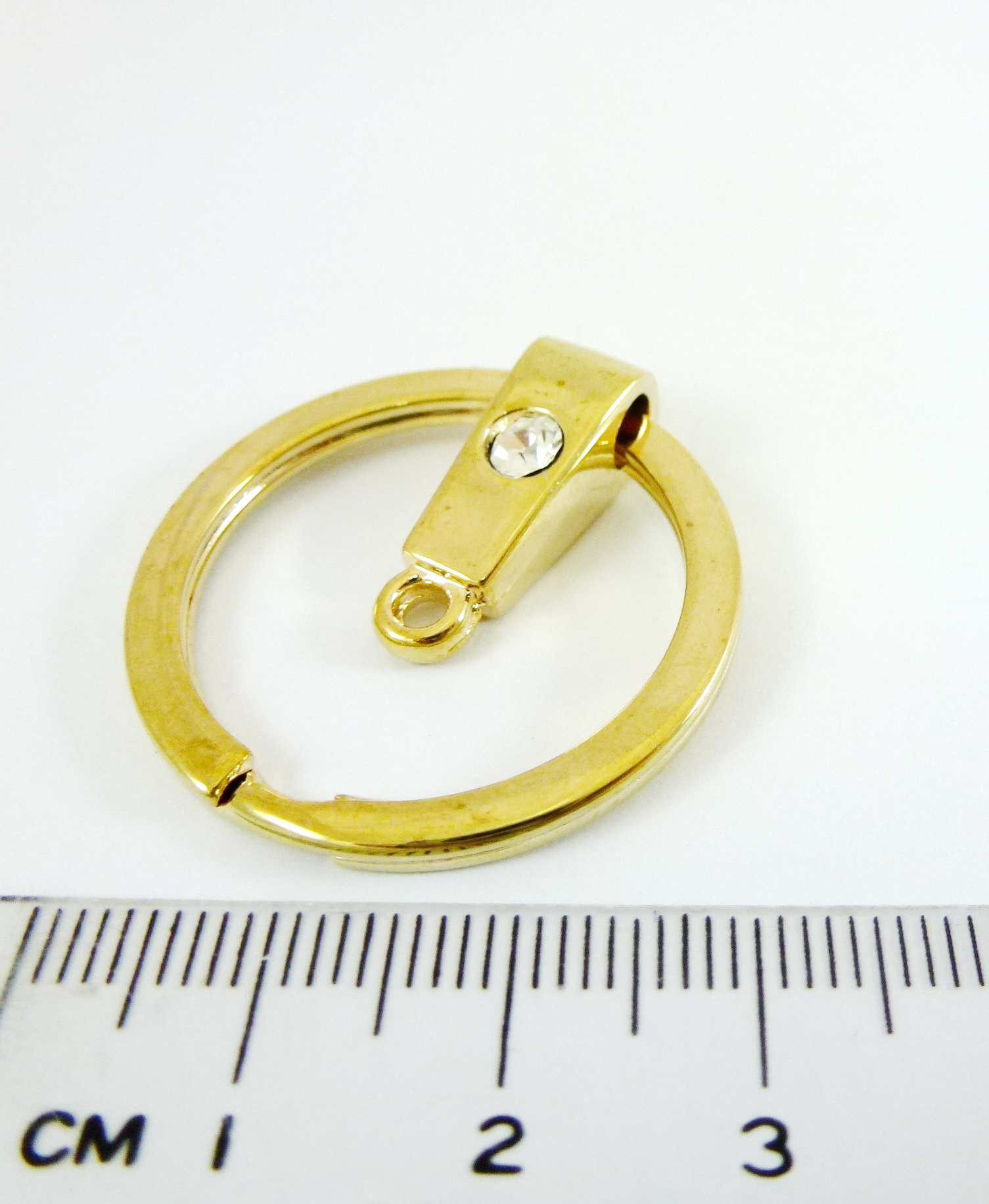 30mm銅鍍金色圓形雙圈加T形墜鑰匙圈