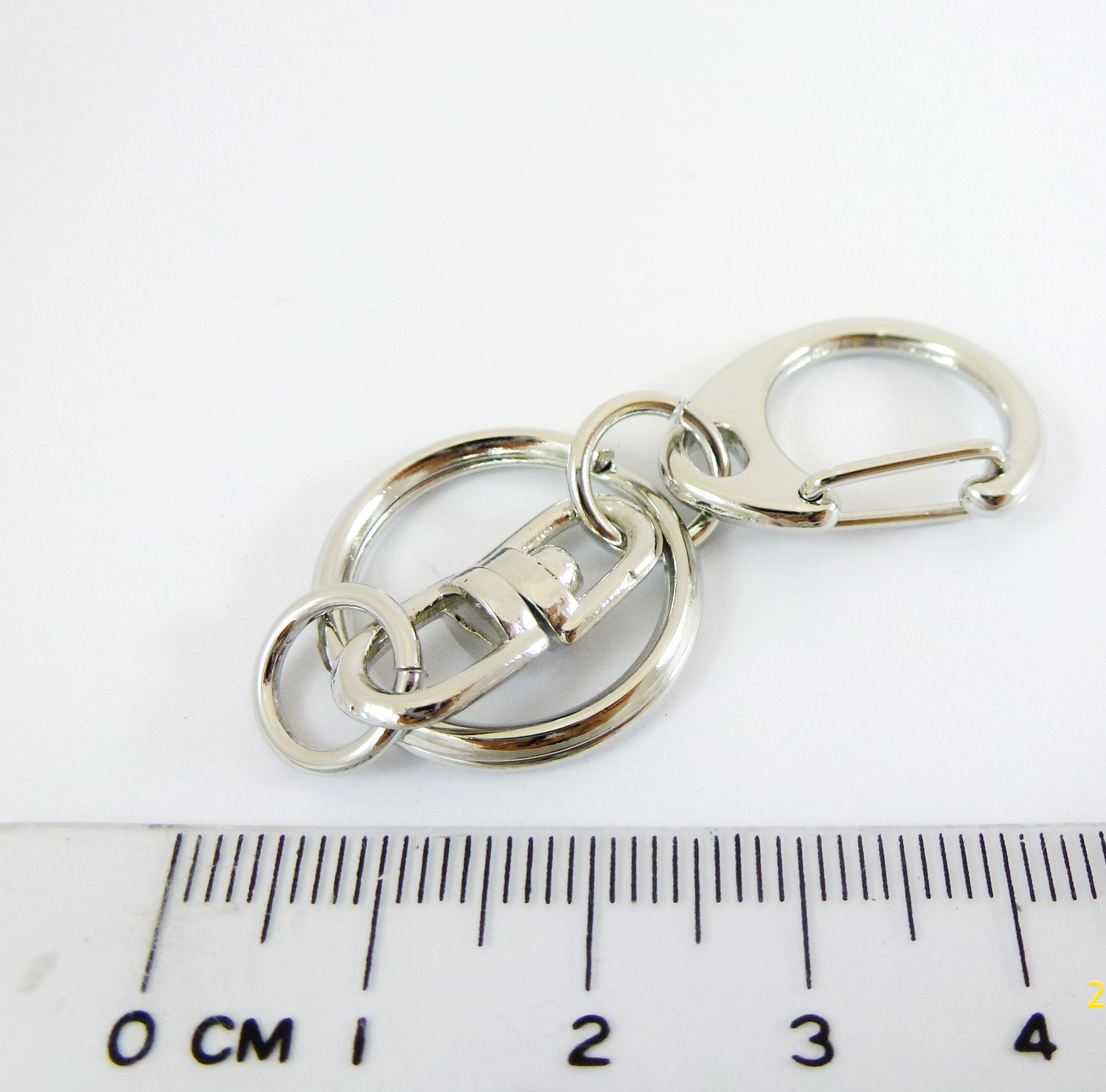 24mm銅鍍正白K色C形鉤附圓形雙圈鑰匙圈