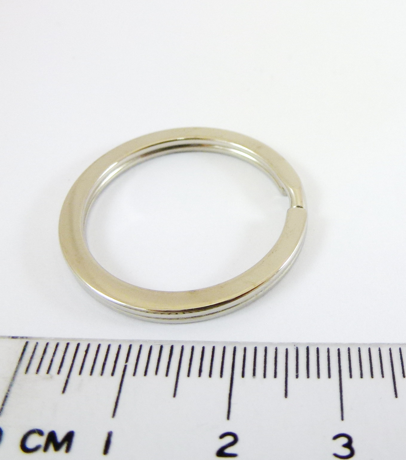 30mm銅鍍白K色圓形雙圈鑰匙圈