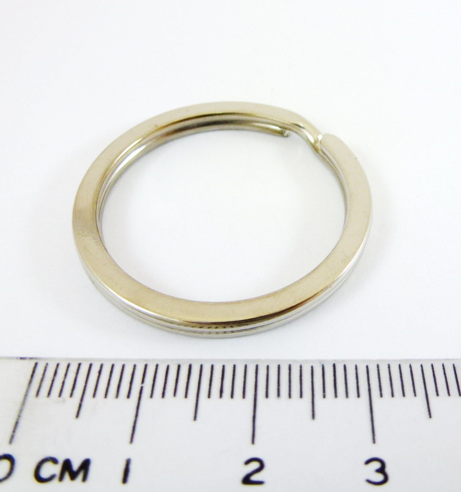 32mm銅鍍正白K色圓形雙圈鑰匙圈