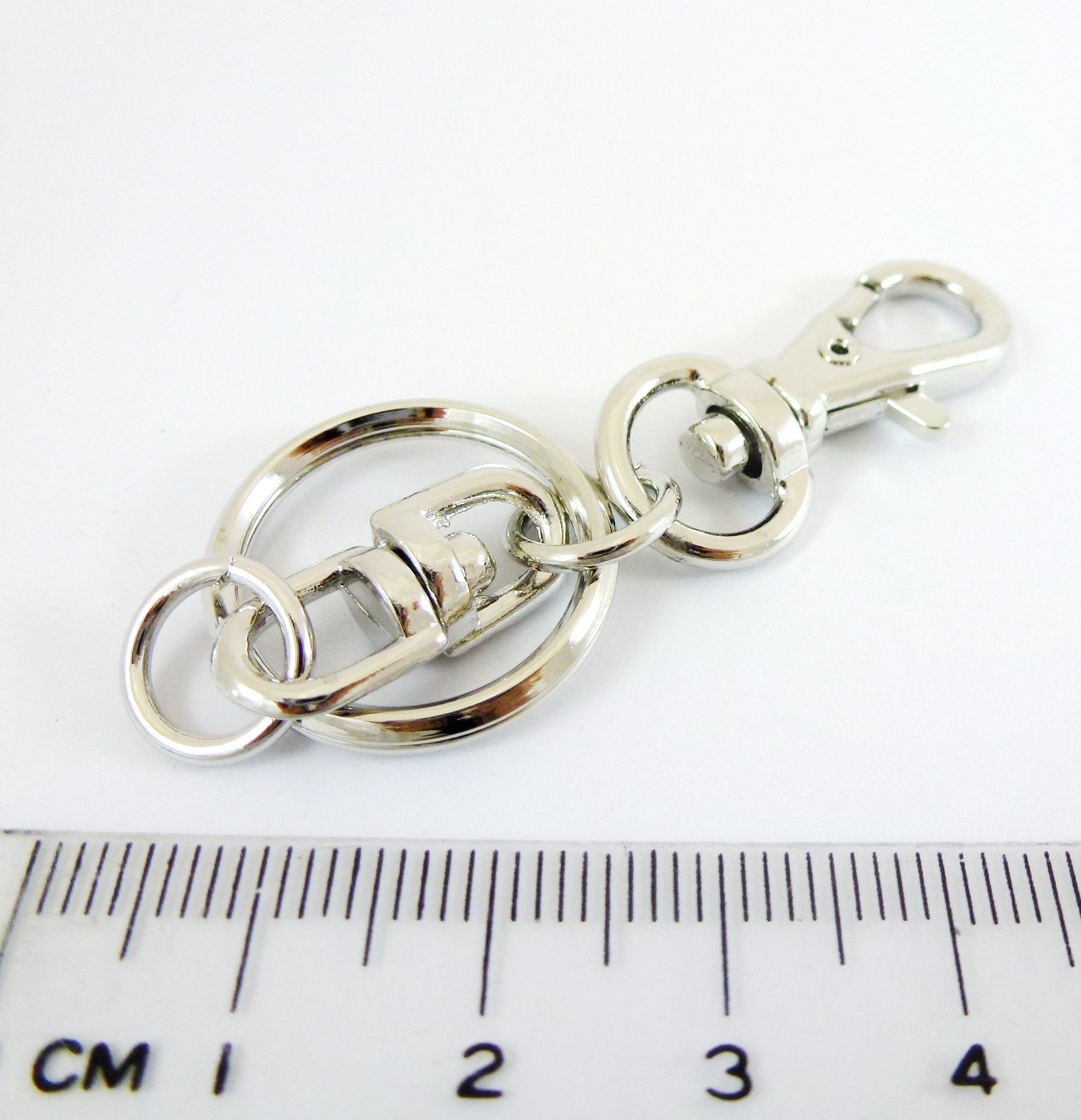 32mm銅鍍正白K色狗扣附圓形雙圈鑰匙圈