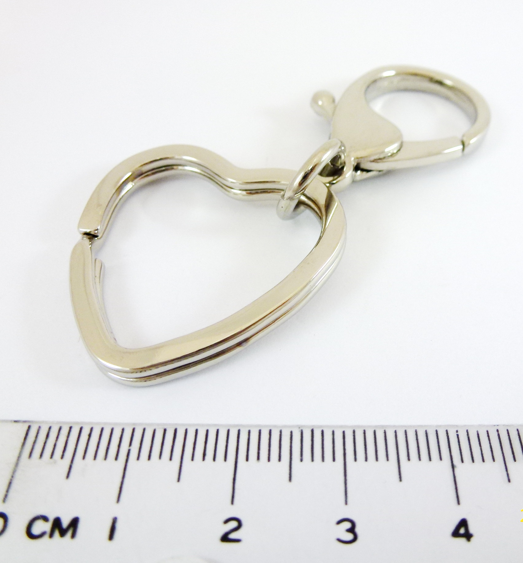 31mm銅鍍正白K色問字鉤愛心雙圈鑰匙圈