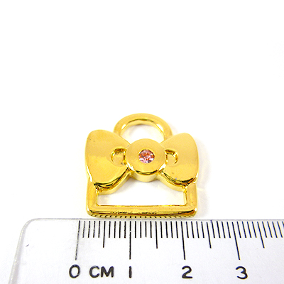 合金鍍金色蝴結單鑽緞帶掛鉤