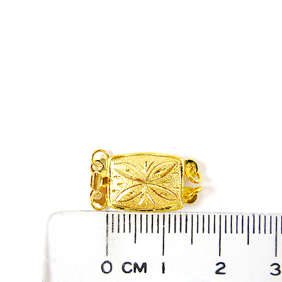 銅鍍金色雙孔橫式日本雕花扣