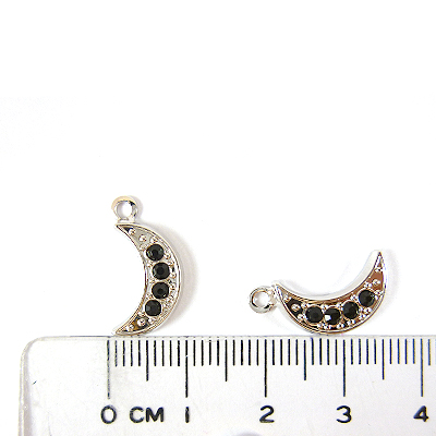 正白K雙孔彎月鑲鑽(大)