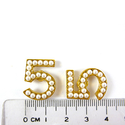 銅鍍金色鑲珠數字5