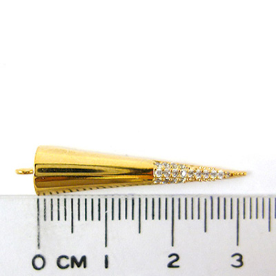 銅鍍正白K色單孔平底圓錐鑲鑽-31mm