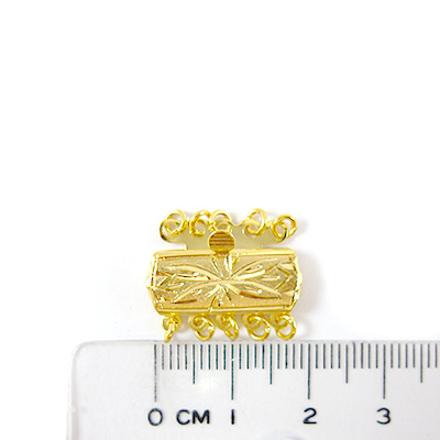 銅鍍金色直式五孔日製雕花扣頭