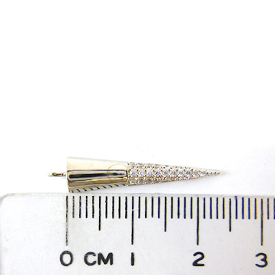 銅鍍正白K色單孔平底圓錐鑲鑽-23mm