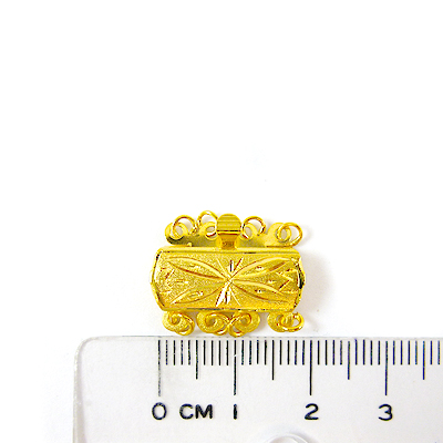 銅鍍金色直式四孔日製雕花扣頭