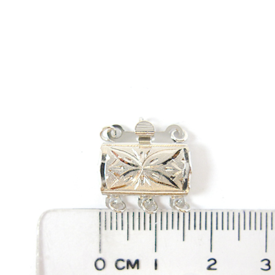 銅鍍正白K色直式三孔日製雕花扣頭