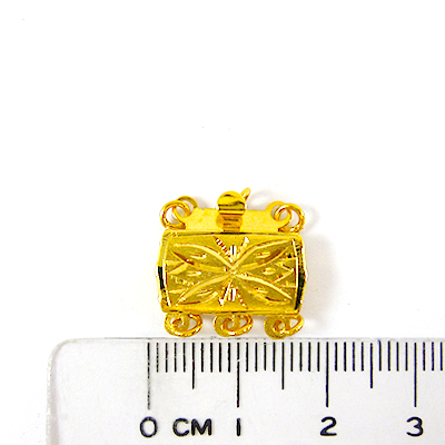 銅鍍金色直式三孔日製雕花扣頭