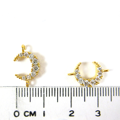 銅鍍金色雙孔鑲鑽月亮