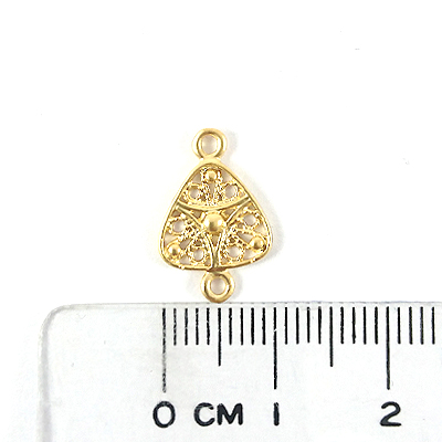 銅鍍霧金色雙孔圓角鏤空三角形