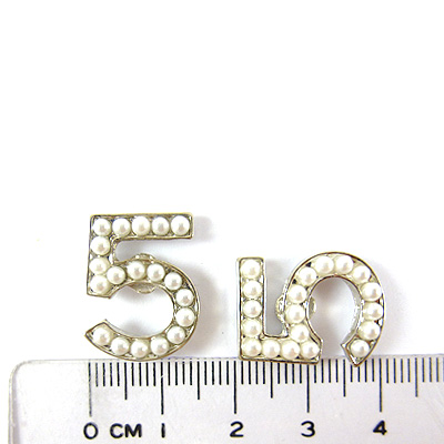 銅鍍正白K色鑲珠數字5