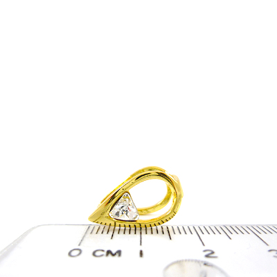 銅鍍金色蛋形三角水晶夾頭-18mm