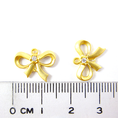 銅鍍霧金色雙孔單鑽蝴蝶結