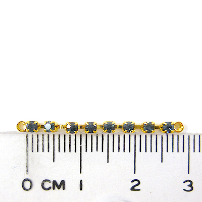 金色雙孔八顆排鑽-灰藍