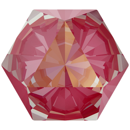 6X6.9mm萬花筒六邊形-荷花粉紅閃彩