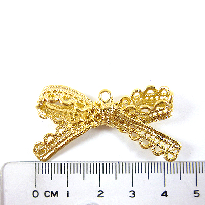 銅鍍霧金色單孔蕾絲蝴蝶結