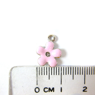 銅鍍正白K色單孔琺瑯五辦花