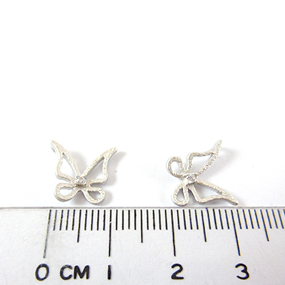 銅鍍霧銀色單孔單鑽蝴蝶