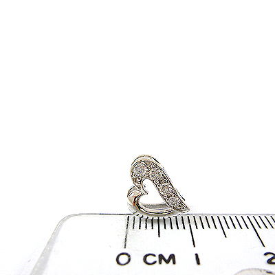 銅鍍正白K色中空心形單邊鑲鑽夾頭